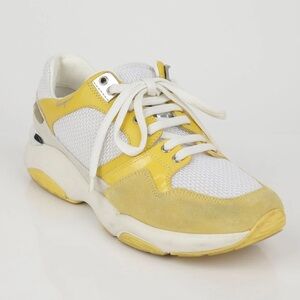 Salvatore Ferragamo Yellow and White Lisboa Sneaker Tennis Shoes Women’s Size 6M